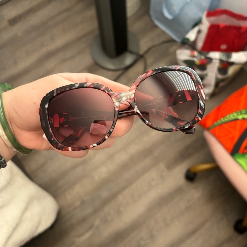 Balmain Red and Black Oversized Cat-Eye Sunglasses